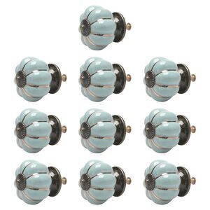 10pcs Ceramic Knobs Drawe Pull Handle Cupboard Wardrobe Dresser Door Light Blue